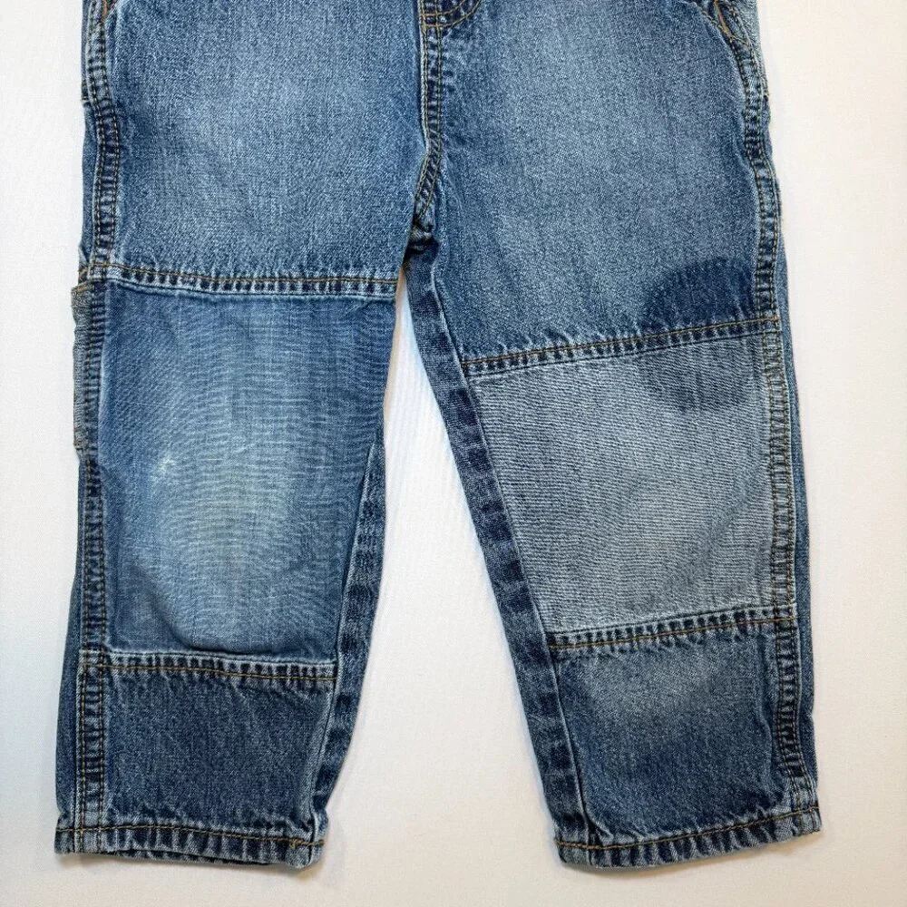OSH KOSH B'Gosh Patchwork Denim Overalls Vestbak Blue 2T Vintage
